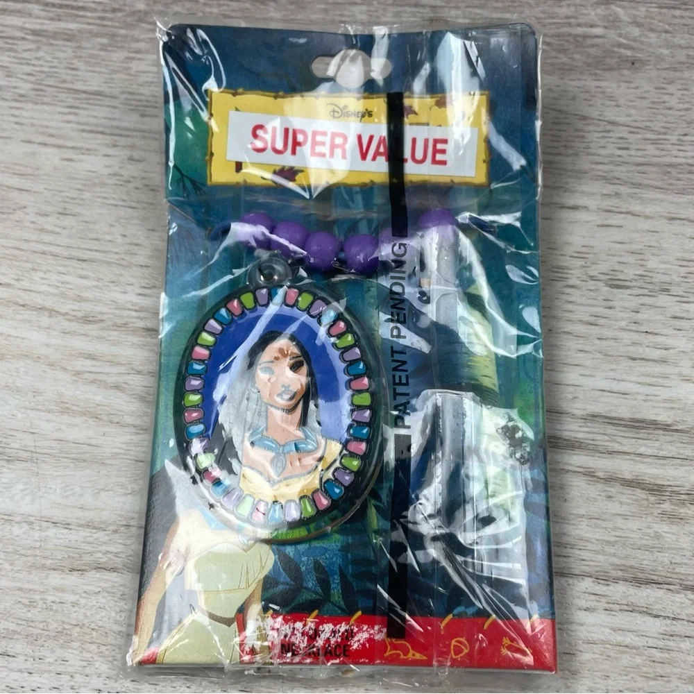 Vintage Disney Pocahontas Plastic Pendant Necklace NOS New